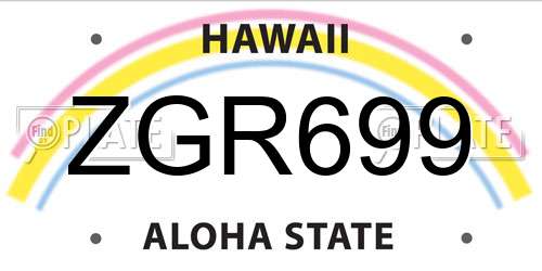 ZGR699 Hawaii License Plate