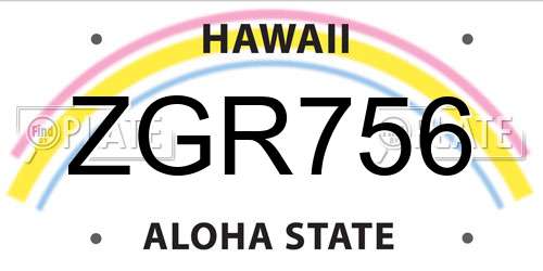 ZGR756 Hawaii License Plate
