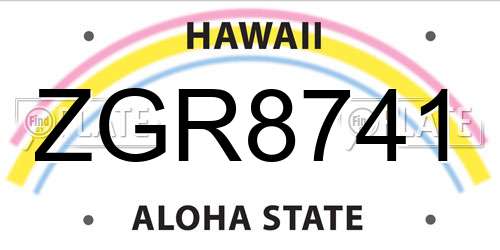 ZGR8741 Hawaii License Plate