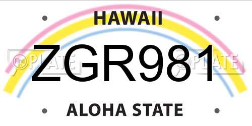 ZGR981 Hawaii License Plate