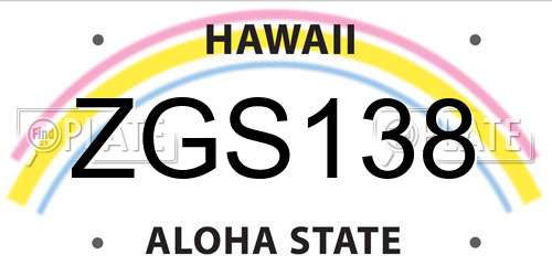 ZGS138 Hawaii License Plate