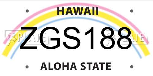 ZGS188 Hawaii License Plate