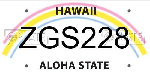 ZGS228 Hawaii License Plate