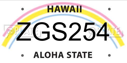 ZGS254 Hawaii License Plate