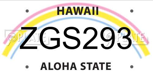 ZGS293 Hawaii License Plate