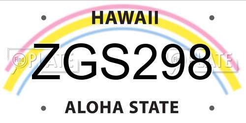 ZGS298 Hawaii License Plate