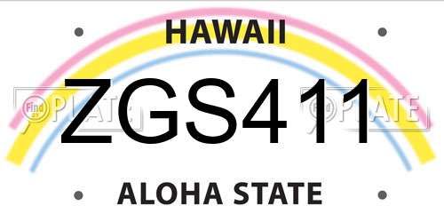 ZGS411 Hawaii License Plate