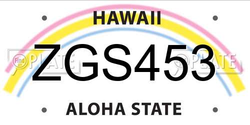 ZGS453 Hawaii License Plate