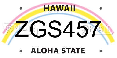 ZGS457 Hawaii License Plate