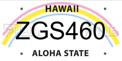 ZGS460 Hawaii License Plate
