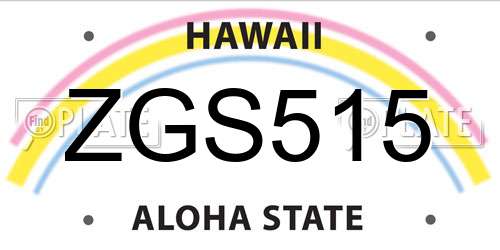 ZGS515 Hawaii License Plate
