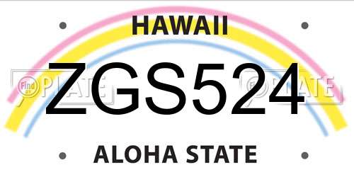 ZGS524 Hawaii License Plate