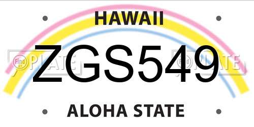 ZGS549 Hawaii License Plate