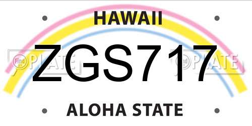 ZGS717 Hawaii License Plate