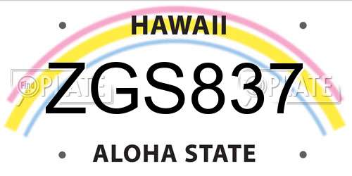 ZGS837 Hawaii License Plate