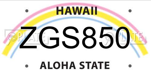 ZGS850 Hawaii License Plate