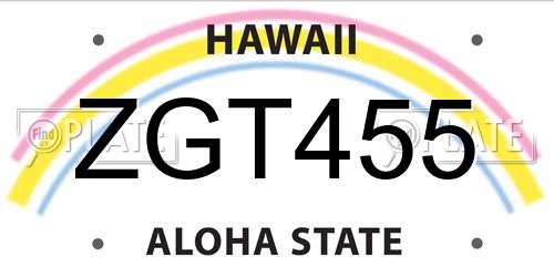 ZGT455 Hawaii License Plate