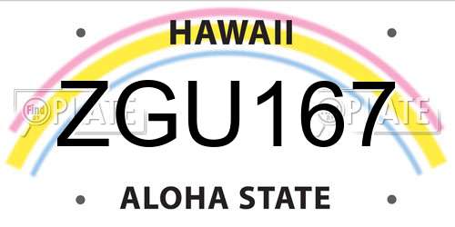ZGU167 Hawaii License Plate