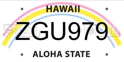 ZGU979 Hawaii License Plate