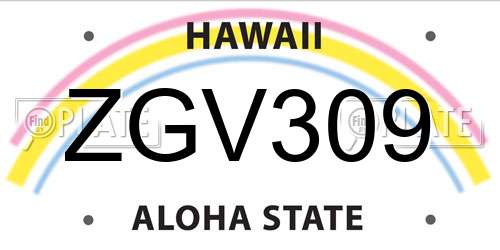 ZGV309 Hawaii License Plate