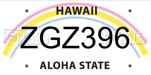 ZGZ396 Hawaii License Plate