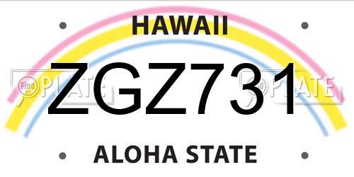 ZGZ731 Hawaii License Plate