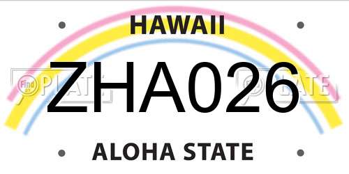 ZHA026 Hawaii License Plate