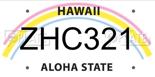ZHC321 Hawaii License Plate