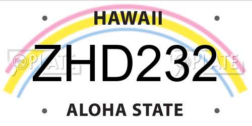 ZHD232 Hawaii License Plate