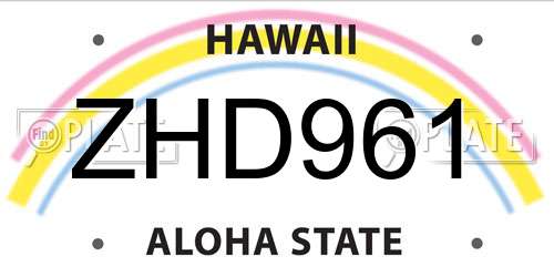 ZHD961 Hawaii License Plate