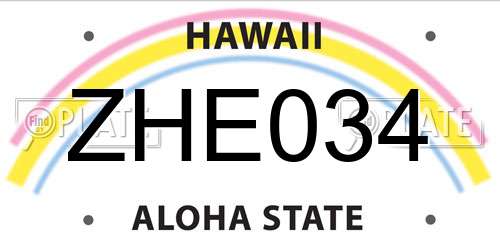 ZHE034 Hawaii License Plate