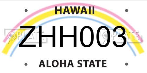 ZHH003 Hawaii License Plate