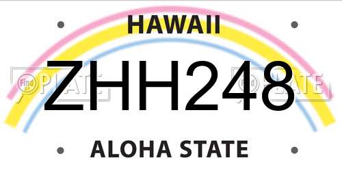 ZHH248 Hawaii License Plate