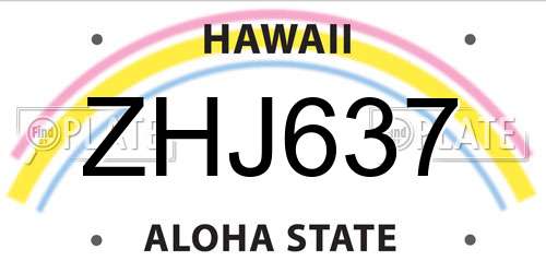 ZHJ637 Hawaii License Plate