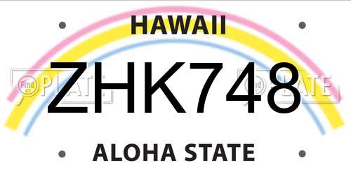 ZHK748 Hawaii License Plate