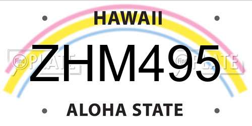 ZHM495 Hawaii License Plate