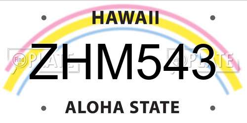 ZHM543 Hawaii License Plate