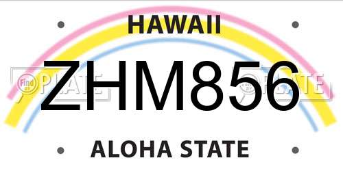 ZHM856 Hawaii License Plate