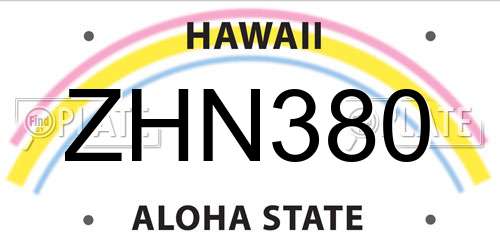 ZHN380 Hawaii License Plate