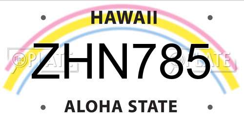 ZHN785 Hawaii License Plate