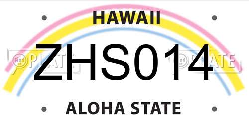 ZHS014 Hawaii License Plate