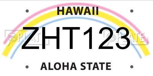 ZHT123 Hawaii License Plate