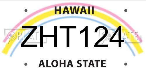ZHT124 Hawaii License Plate