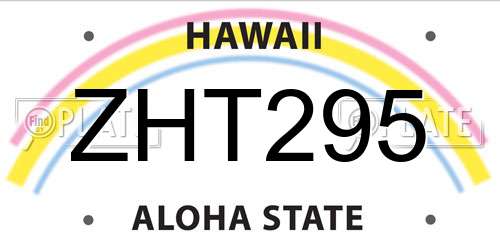 ZHT295 Hawaii License Plate
