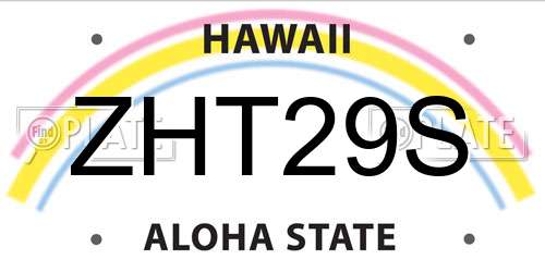 ZHT29S Hawaii License Plate