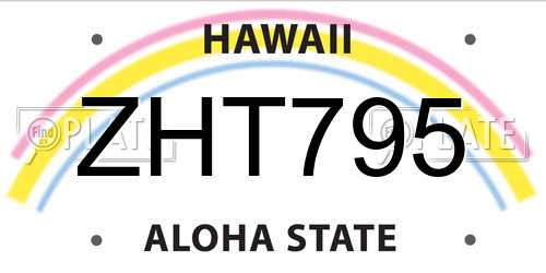 ZHT795 Hawaii License Plate