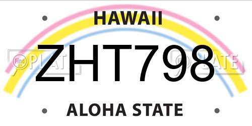 ZHT798 Hawaii License Plate