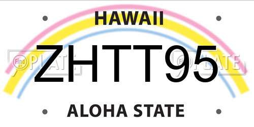 ZHTT95 Hawaii License Plate