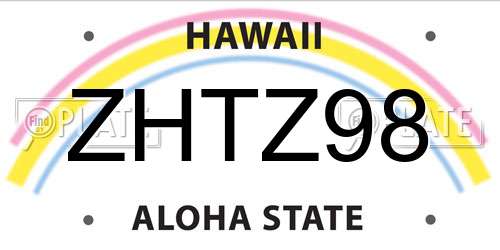 ZHTZ98 Hawaii License Plate