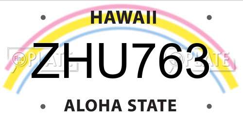 ZHU763 Hawaii License Plate
